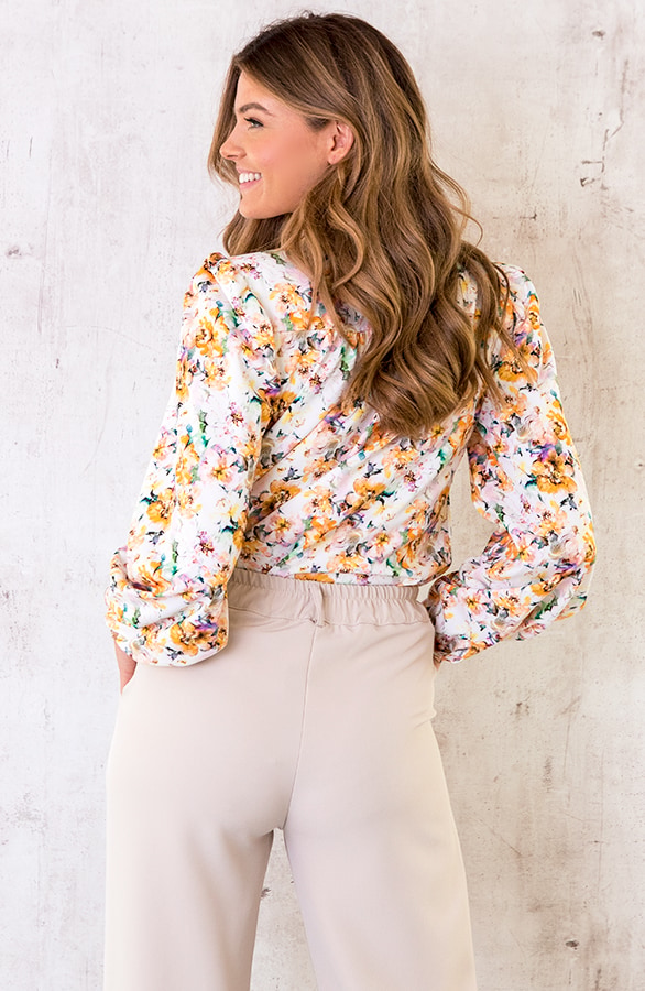 Floral Print Blouse Geel – shoparchief, foto 4