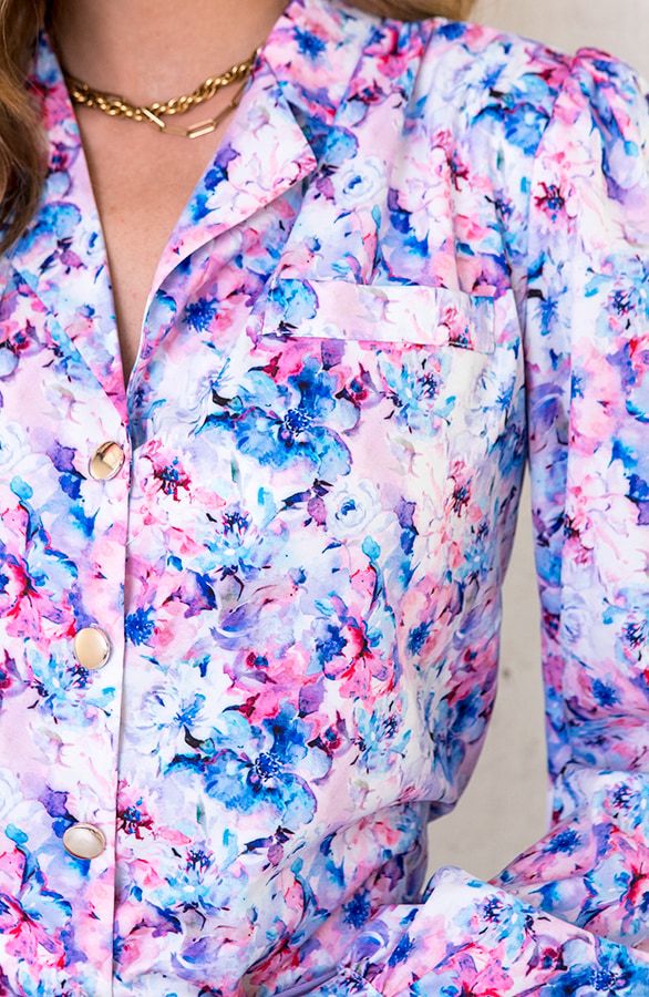 Floral Print Blouse Lila – shoparchief, foto 5