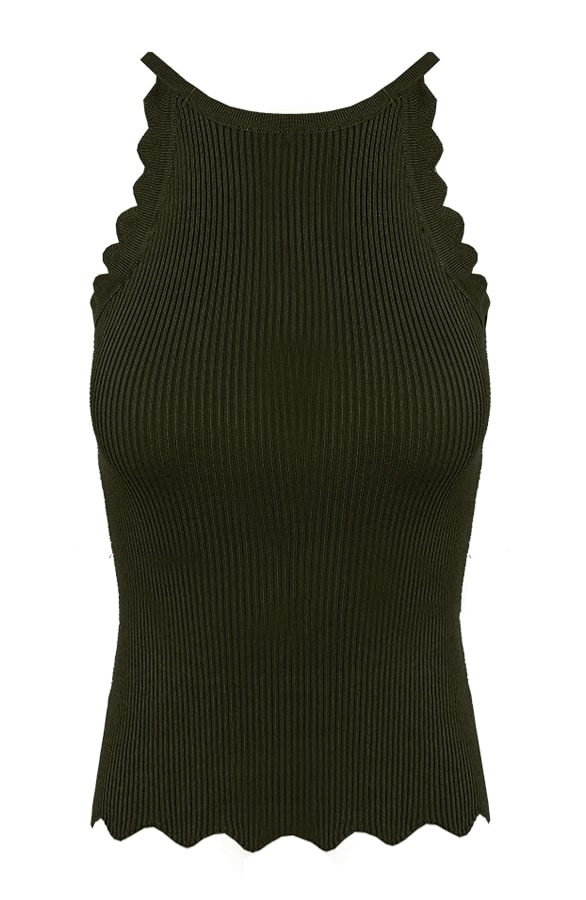 Halter Top Ribstof Army – shoparchief