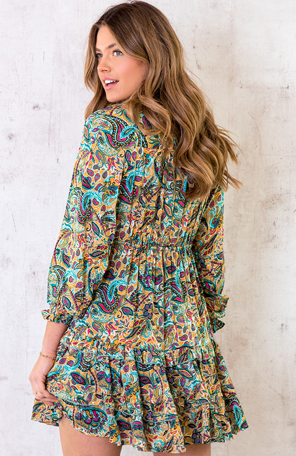 Ibiza Dress Paisley Turquoise – shoparchief, foto 4