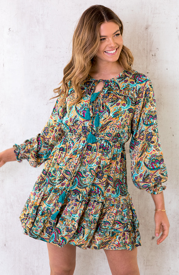 Ibiza Dress Paisley Turquoise – shoparchief, foto 3