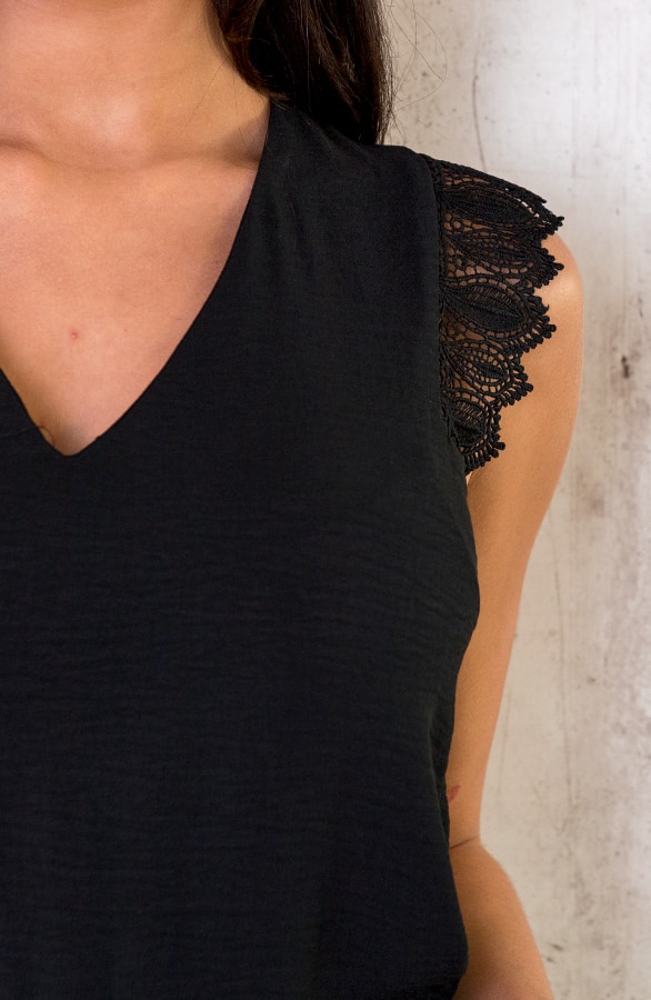 Jumpsuit Met Kanten Mouwen Zwart – shoparchief, foto 4
