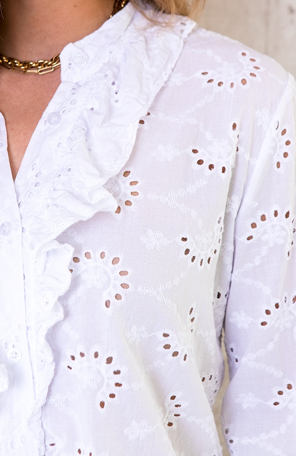 Katoenen Embroidery Blouse Wit – shoparchief, foto 6