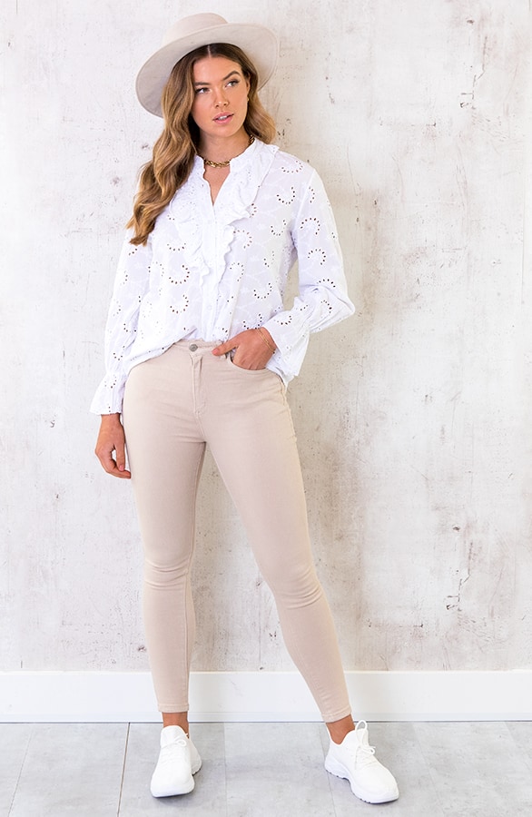 Katoenen Embroidery Blouse Wit – shoparchief, foto 2