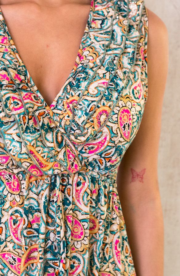Lagen Jurk Paisley Turquoise – shoparchief, foto 3