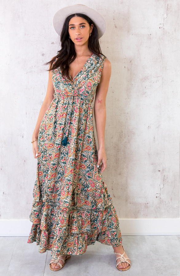 Lagen Jurk Paisley Turquoise – shoparchief