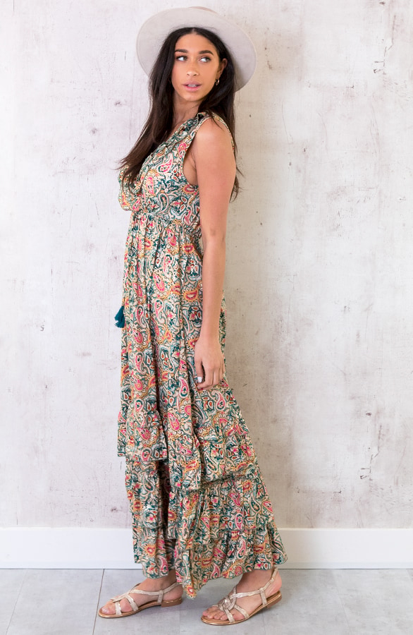 Lagen Jurk Paisley Turquoise – shoparchief, foto 4