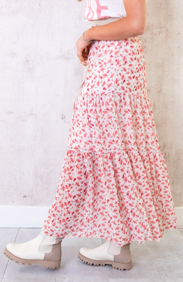 Maxi Bloemen Rok Poederroze – shoparchief, foto 5