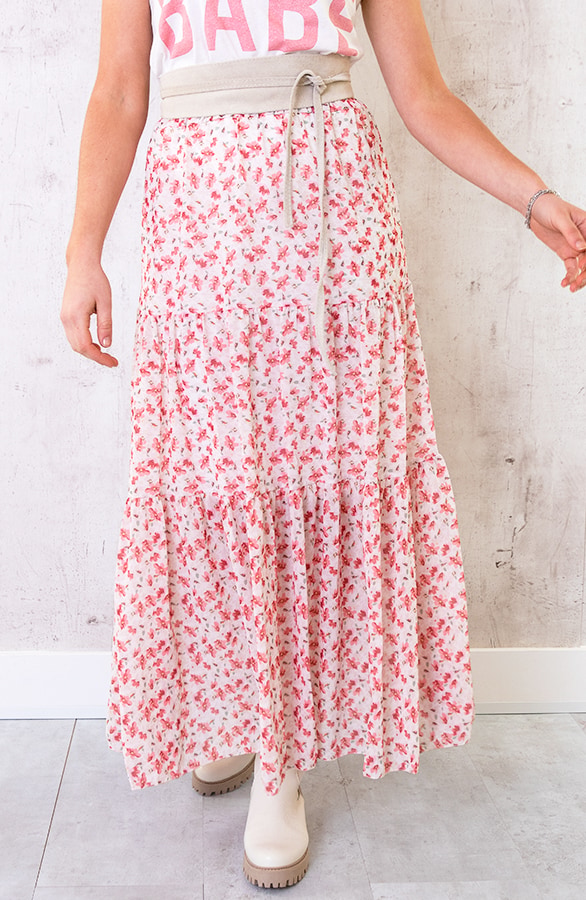 Maxi Bloemen Rok Poederroze – shoparchief