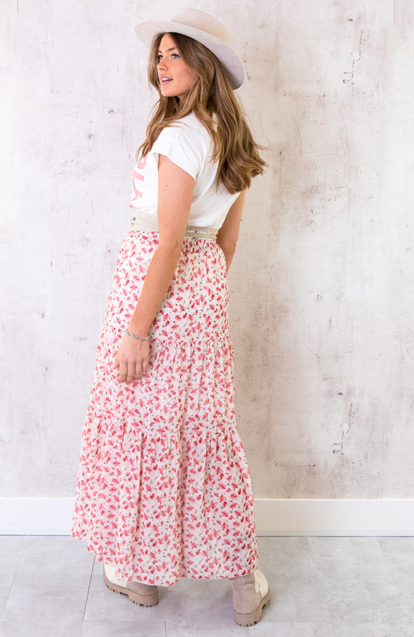 Maxi Bloemen Rok Poederroze – shoparchief, foto 4