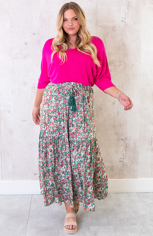 Maxi Bloemen Rok Turquoise – shoparchief, foto 9