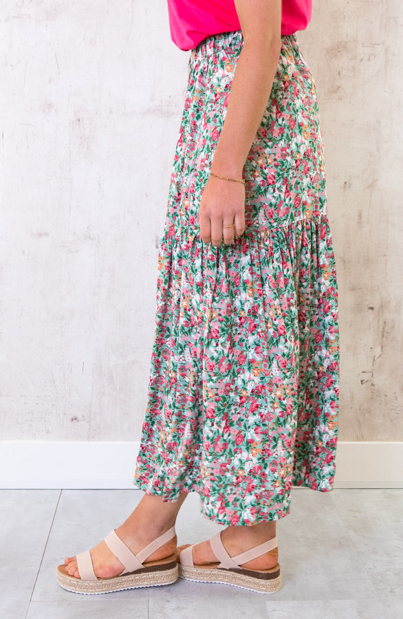 Maxi Bloemen Rok Turquoise – shoparchief, foto 6