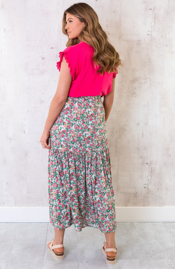 Maxi Bloemen Rok Turquoise – shoparchief, foto 4