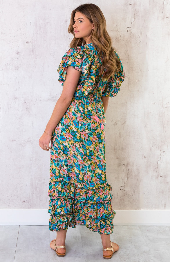 Maxi Boho Jurk Ruffles Blauw – shoparchief