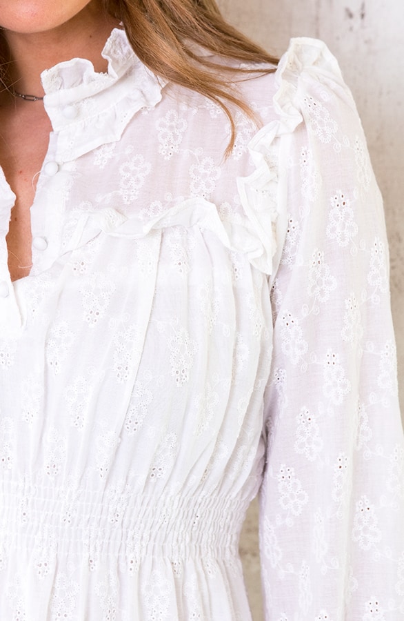 Katoenen Maxi Jurk Embroidery Wit – shoparchief, foto 4