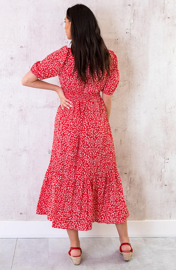 Maxi Jurk Leaves Rood – shoparchief, foto 4