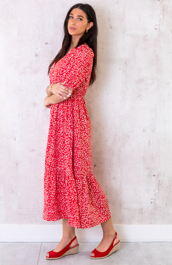 Maxi Jurk Leaves Rood – shoparchief, foto 3