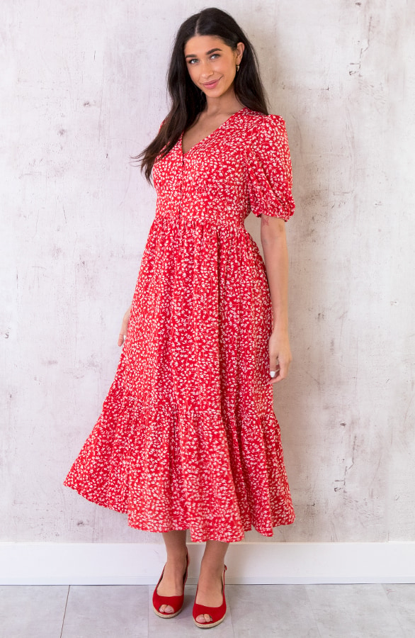 Maxi Jurk Leaves Rood – shoparchief, foto 2