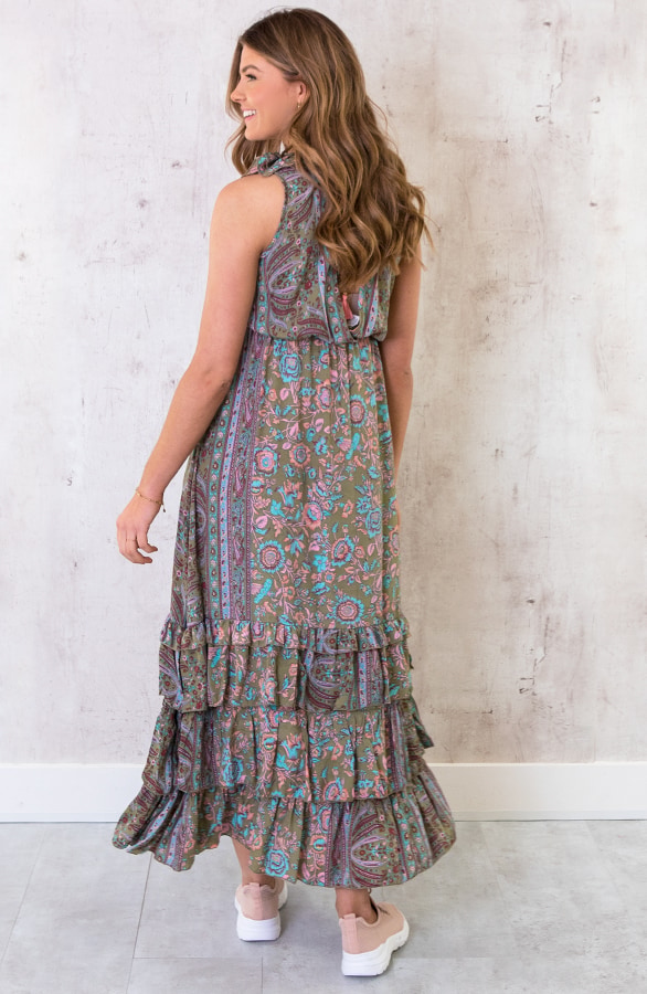 Maxi Lagen Jurk Paisley Army – shoparchief, foto 3