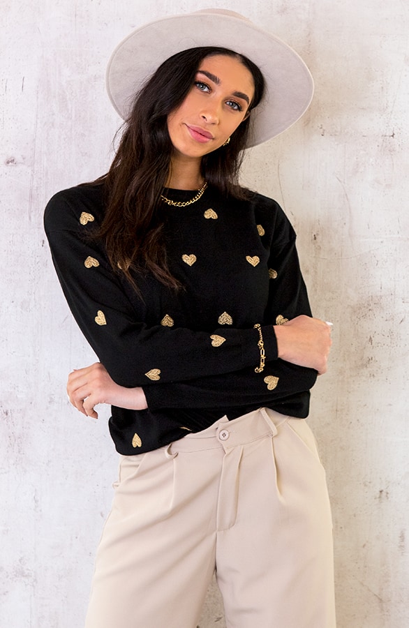 Metallic Hearts Trui Zwart – shoparchief, foto 2