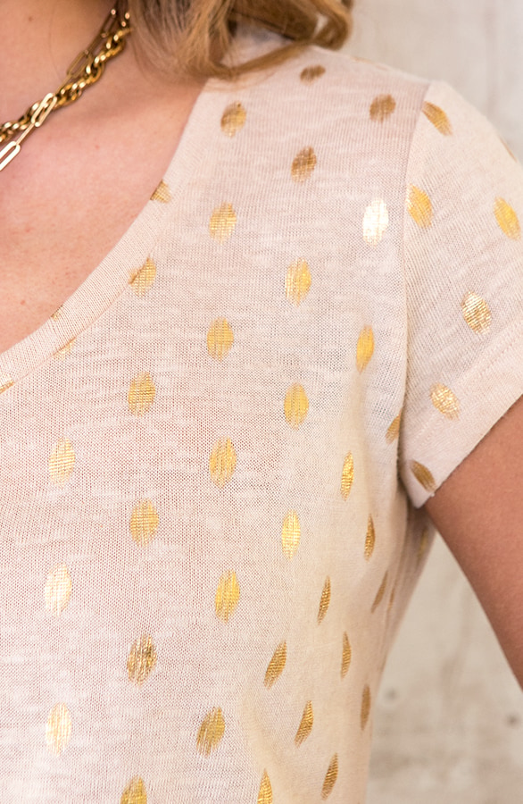 Metallic Leaves Top Beige – shoparchief, foto 3