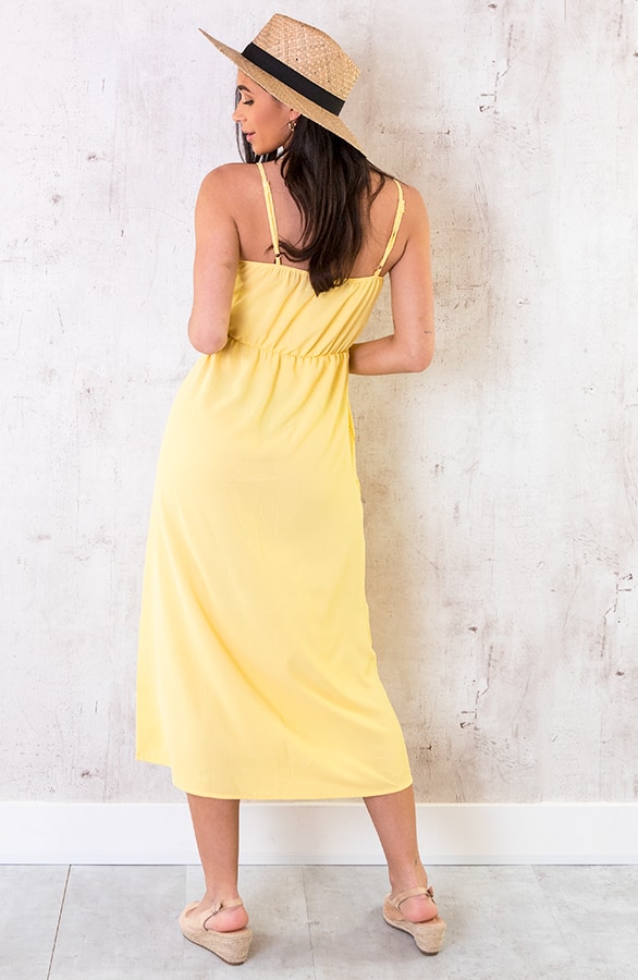 Midi Jurk Knopen Santorini Geel – shoparchief, foto 4