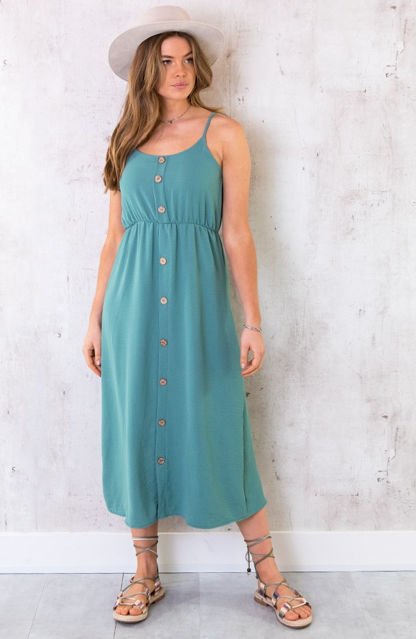 Midi Jurk Knopen Santorini Mint – shoparchief