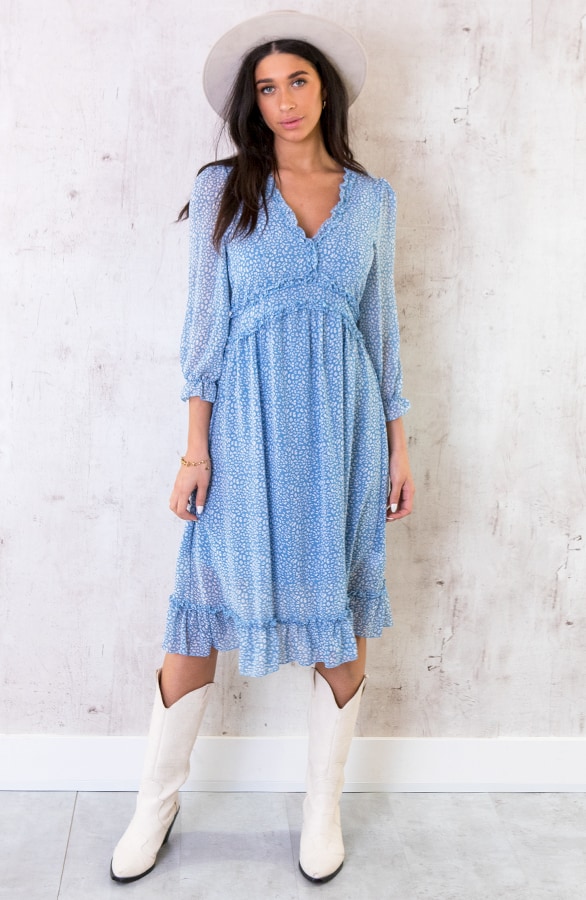Midi Jurk Met Panterprint Blauw – shoparchief, foto 8
