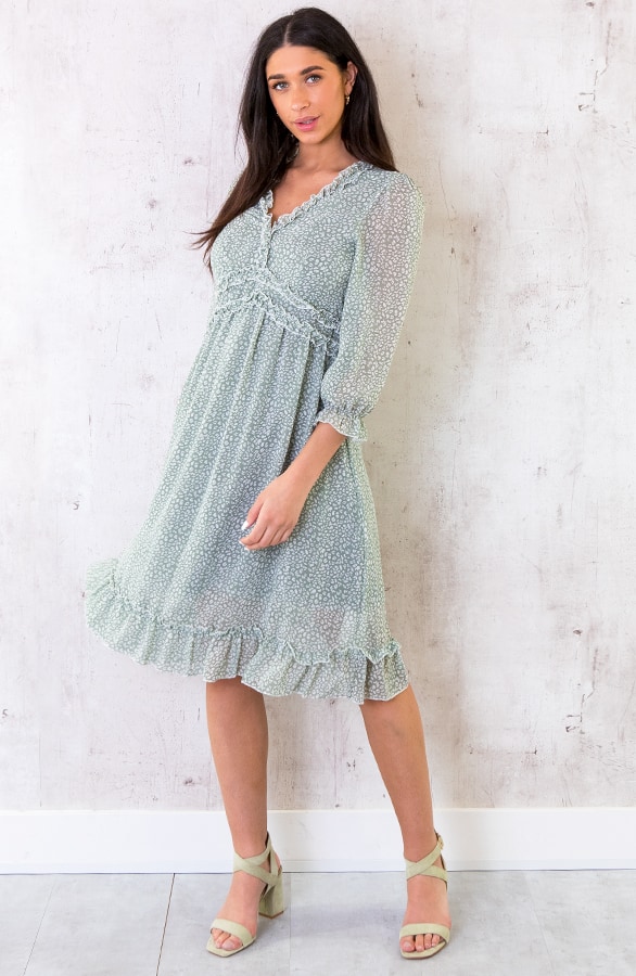 Midi Jurk Met Panterprint Mint – shoparchief, foto 6