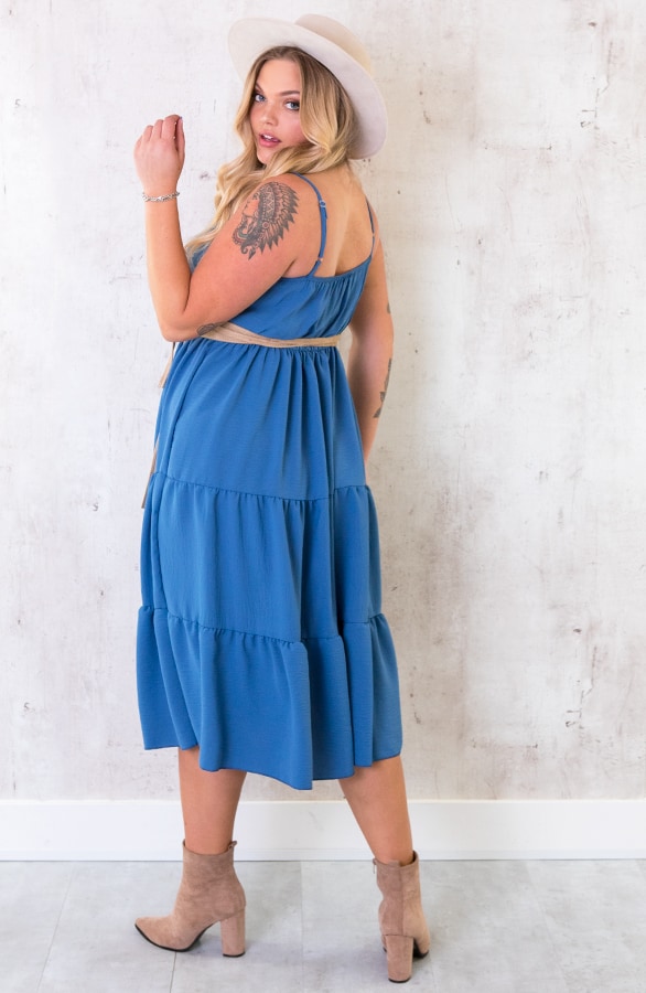Midi Jurk Monaco Jeansblauw – shoparchief, foto 8