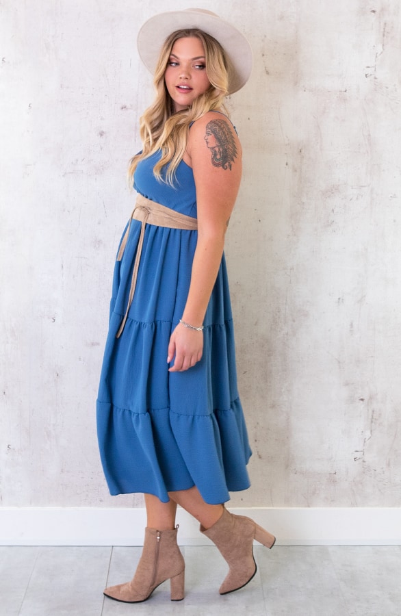 Midi Jurk Monaco Jeansblauw – shoparchief, foto 7