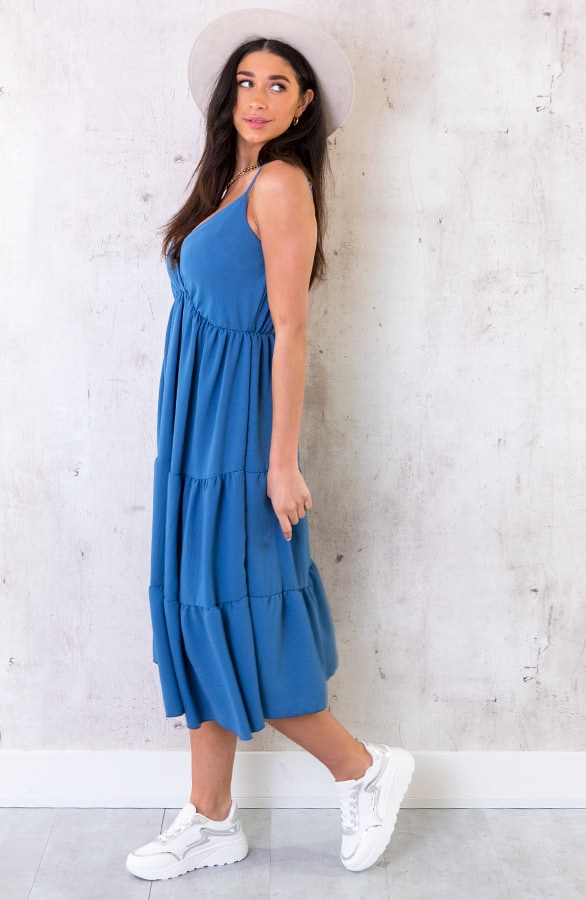 Midi Jurk Monaco Jeansblauw – shoparchief, foto 3