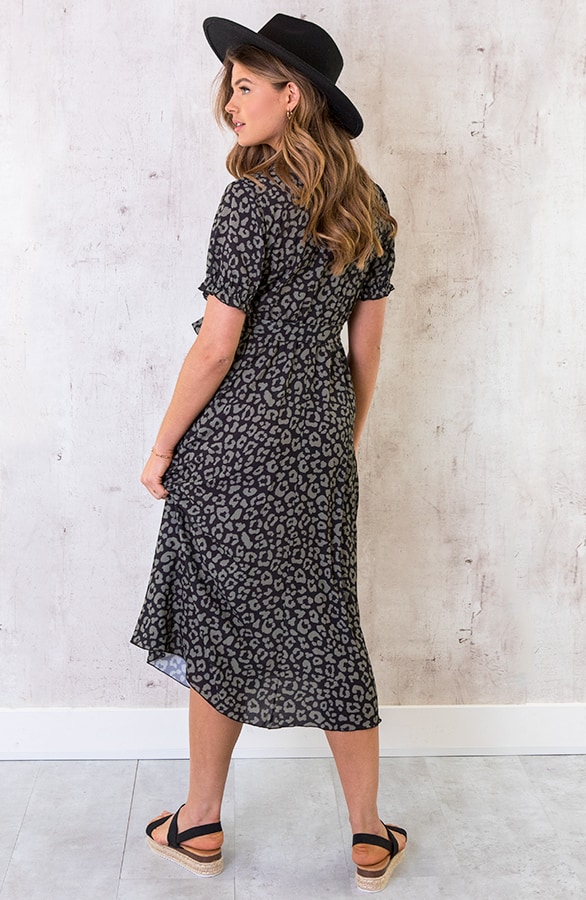 Midi Panterprint Jurk Zwart Army – shoparchief, foto 7