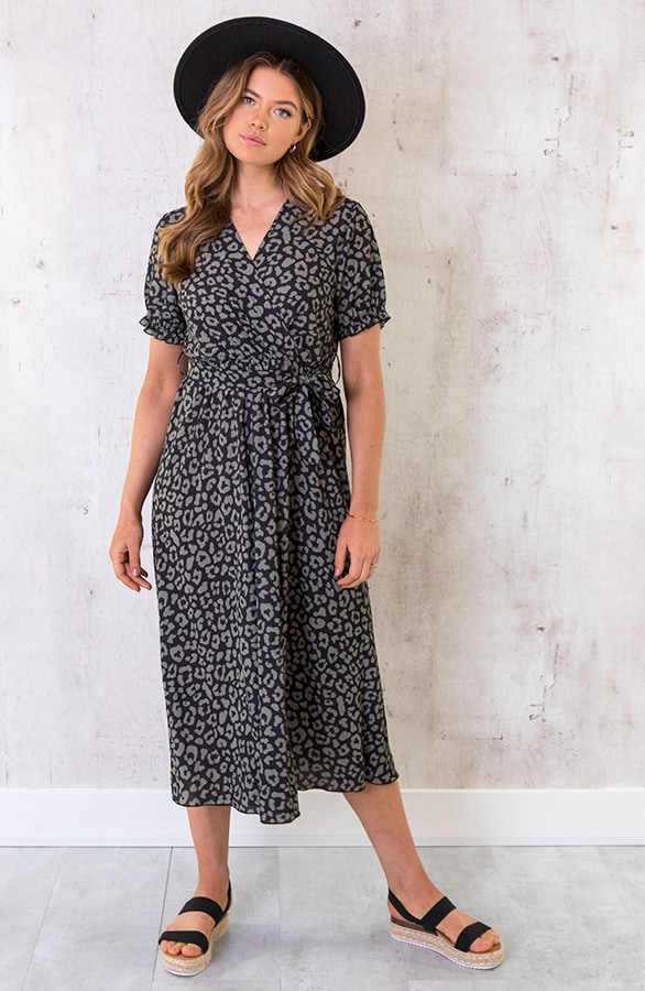 Midi Panterprint Jurk Zwart Army – shoparchief, foto 5