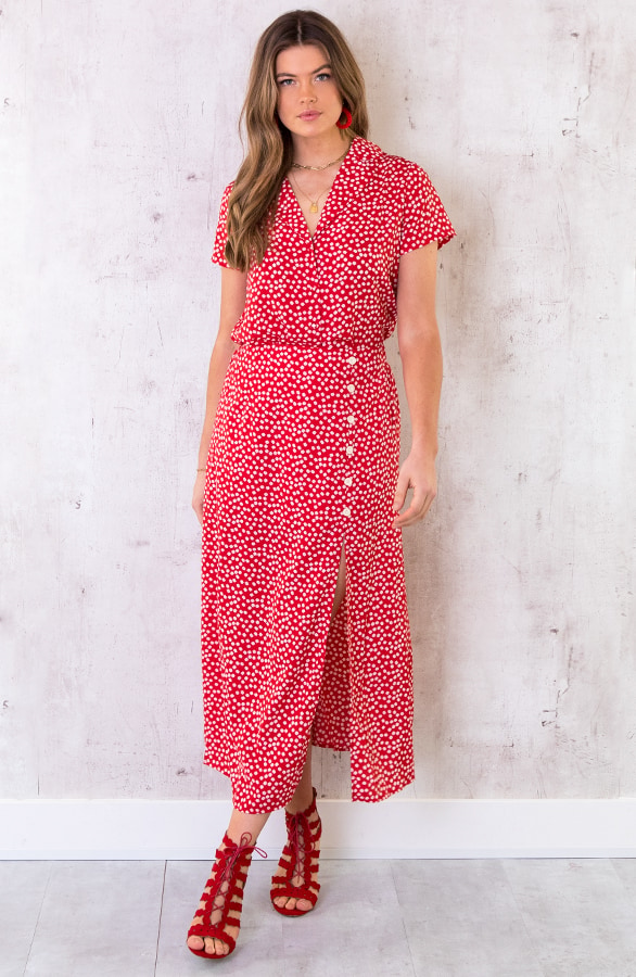Crop Blouse Met Bloemen Rood – shoparchief, foto 4