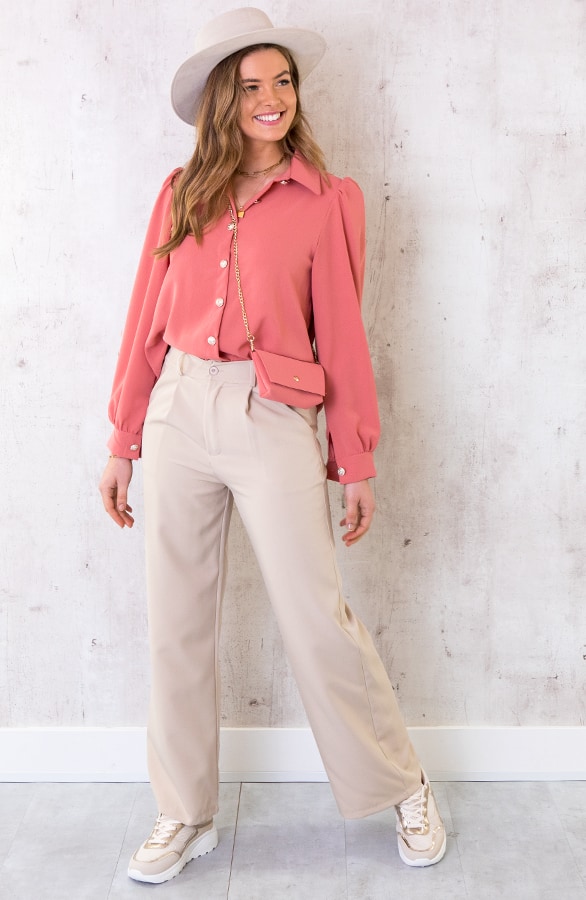 Blouse Met Gouden Knopen Dust Roze – shoparchief, foto 4