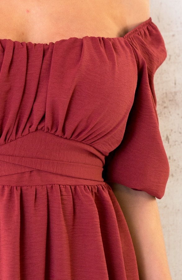 Offshoulder Strik Jurk Terracotta – shoparchief, foto 5