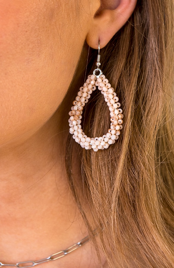 Oval Beige Crystal Oorbellen – shoparchief