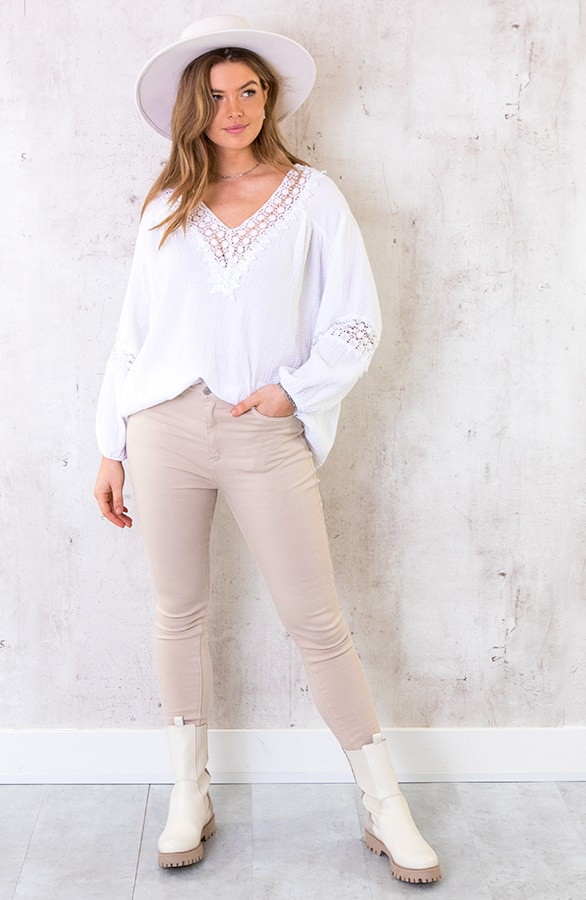 Oversized Katoenen Blouse Wit – shoparchief, foto 3