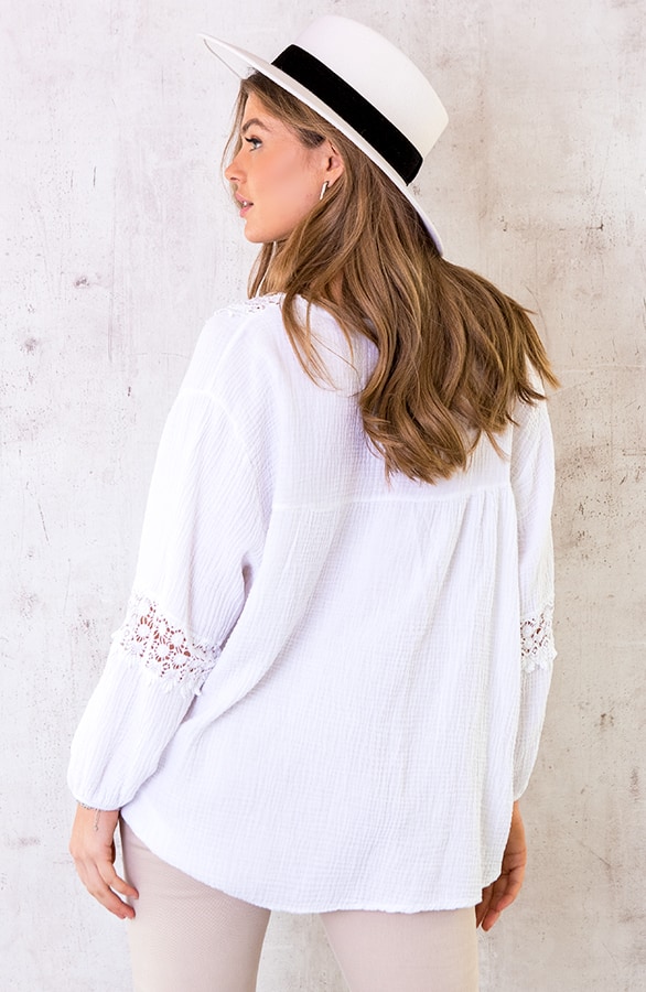 Oversized Katoenen Blouse Wit – shoparchief, foto 6