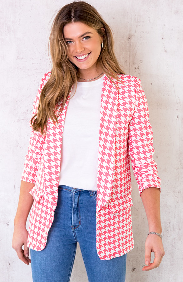 Pied De Poule Blazer Koraal – shoparchief, foto 2