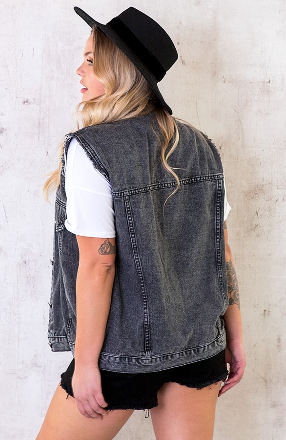 Raw Denim Gilet Grijs – shoparchief, foto 9