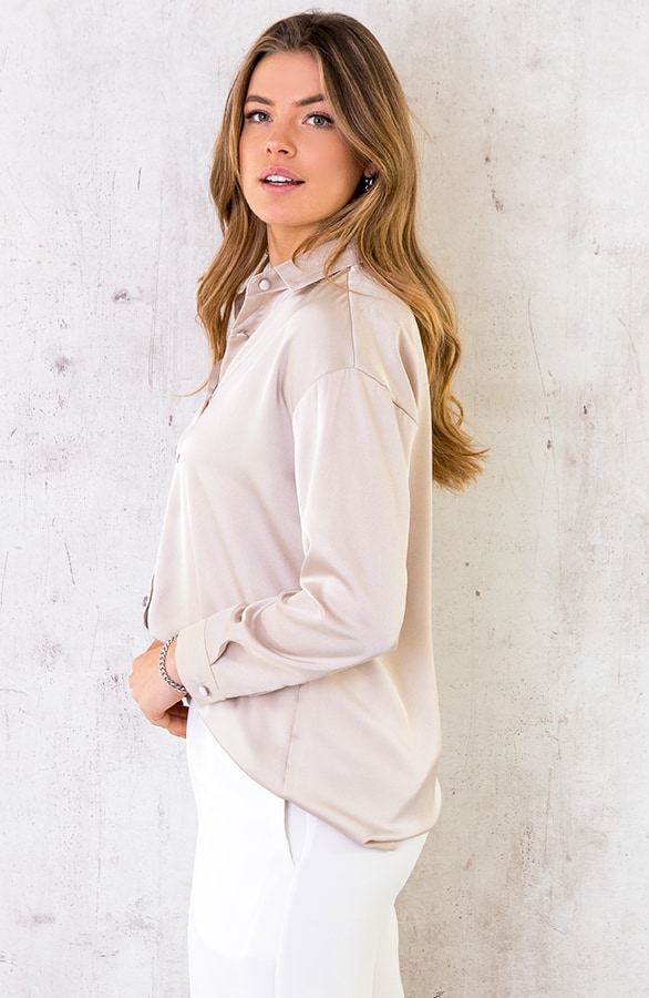 Satijnen Blouse Beige – shoparchief, foto 2