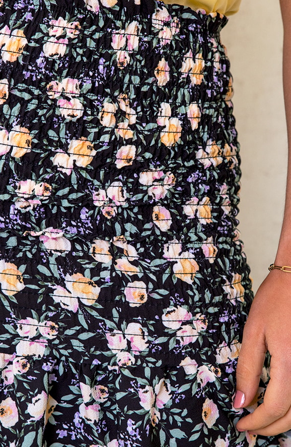 Smocked Lemon Print Rok – shoparchief, foto 5
