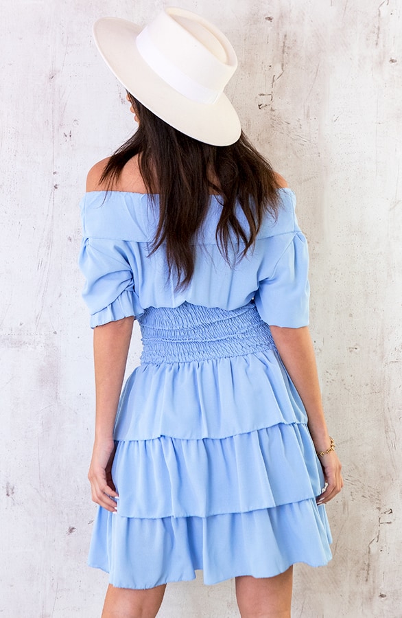 Smocked Waist Lagen Jurk Babyblauw – shoparchief, foto 4