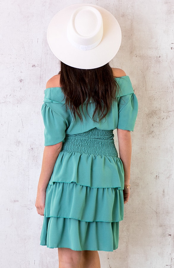 Smocked Waist Lagen Jurk Mint – shoparchief, foto 5