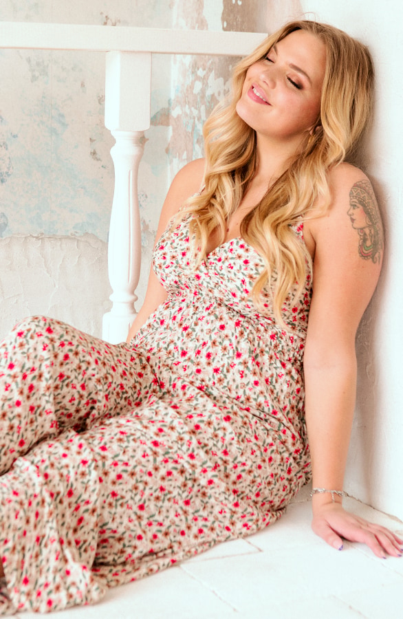Spaghetti Maxi Jurk Bloemen Creme – shoparchief, foto 8