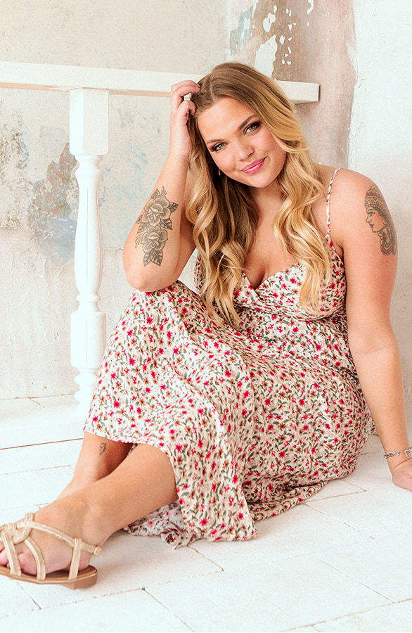 Spaghetti Maxi Jurk Bloemen Creme – shoparchief, foto 7