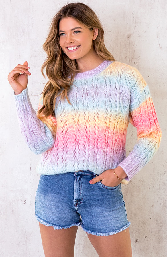 Tie Dye Gebreide Trui Rainbow – shoparchief