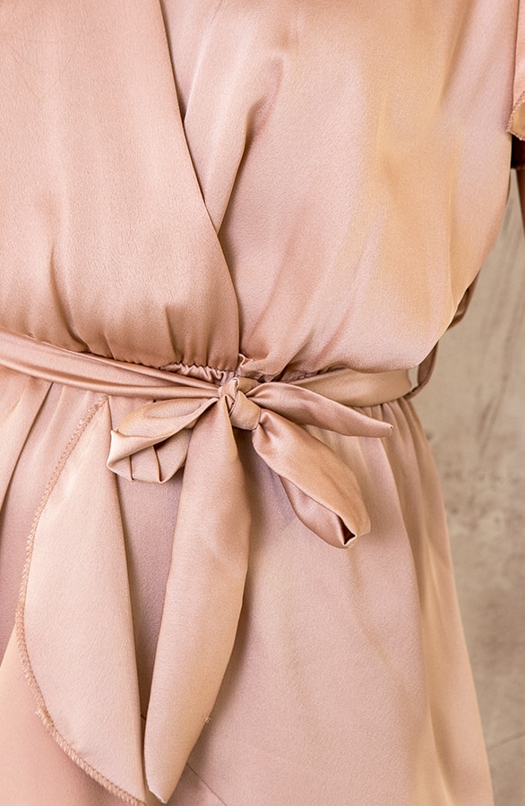 Zijden Ruches Jurk Taupe – shoparchief, foto 6